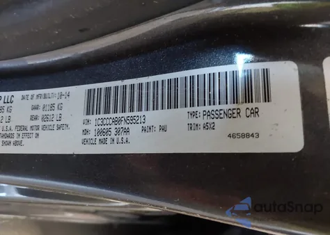 2015 Chrysler 200 Limited из США, поврежденный, VIN 1C3CCCAB0FN595213